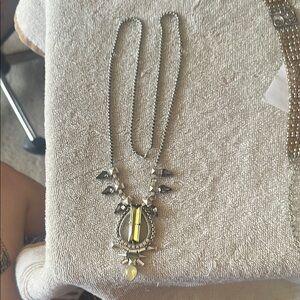 Stella & Dot Silver and Yellow Ornate Pendant Necklace